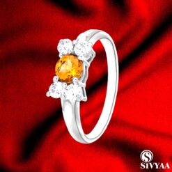 citrine cz silver ring