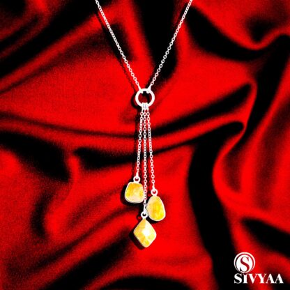 sivyaa silver citrine-lariet-necklace