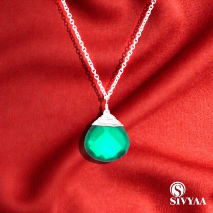 sivyaa Silver Pear Green Hydro Pendant Necklace