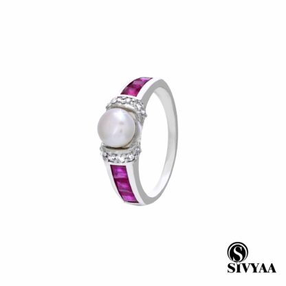 sivyaa silver pearl ruby ring