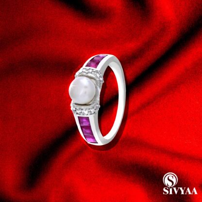 sivyaa silver pearl ruby ring