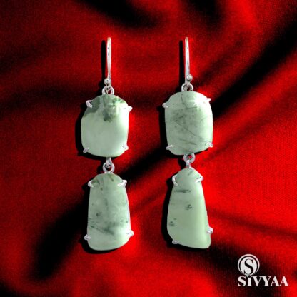 SIVYAA Solid 925 Sterling Silver Hand Carved Natural Stone Earrings