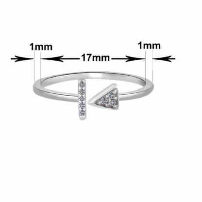 SIVYAA 925 Silver Dainty Bar n Arrow White CZ Diamond Ring