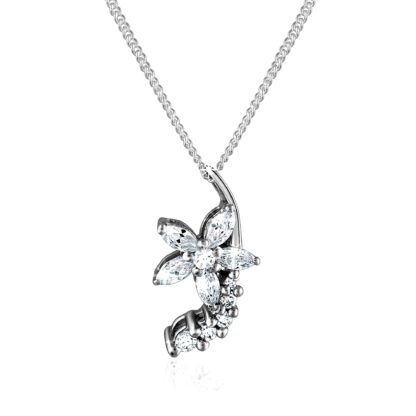 SIVYAA Silver Floral Leaf Pendant Chain Necklace