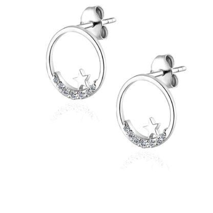 SIVYAA Pure Silver Moon n Star CZ Stud Earring