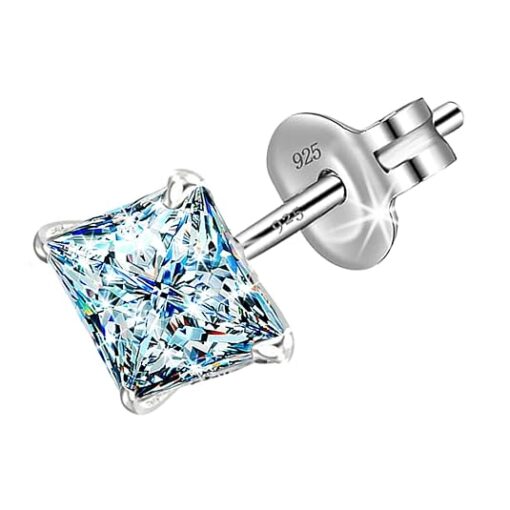 Men's White Princess Dye Cut Solitaire Diamond Stud Earring – SIVYAA