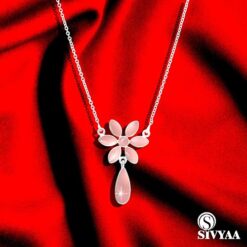 light pink pendant silver chain necklace