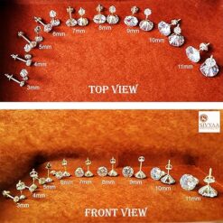 Men's 3mm to 11mm White Round Solitaire Silver Stud Earrings