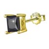 Men's single Black princess-cut solitaire Swiss cubic zirconia stud earring in gold finish