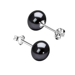 Sophisticated Black Pearl Stud Earring in Sterling Silver by SIVYAA