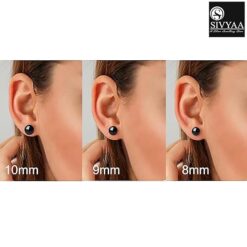 size comparison-Luxurious Black Pearl Stud Earring in Sterling Silver by SIVYAA