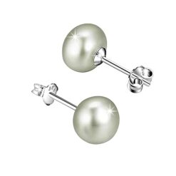tylish 8mm Silver Freshwater Pearl Stud Earring by SIVYAA