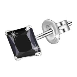 Men's Black 8mm Princess Dye Cut Solitaire Stud Earring – SIVYAA