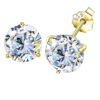 front side view- Martini gold round brilliant cut cubic zirconia 3-prong solitaire diamond earrings for a sophisticated style