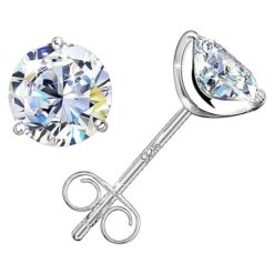 7mm martini round brilliant cut cubic zirconia diamond earrings for girls