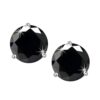 front view- Martini round brilliant cut black cubic zirconia 3-prong solitaire diamond earrings for a sophisticated style