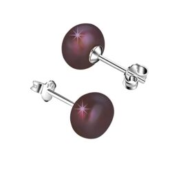 Stylish Auberzine Pearl Silver Stud Earring by SIVYAA