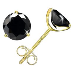 7mm Black martini gold round brilliant cut cubic zirconia diamond earrings for girls
