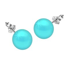 Elegant Turquoise Classic Pearl Stud Earring in Sterling Silver by SIVYAA