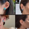 model wearing-Turquoise Classic Pearl Stud Earring in Sterling Silver