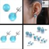 all side view-Turquoise Classic Pearl Stud Earring
