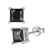 SIVYAA black solitaire princess cut diamond stud earrings in silver finish for a modern edgy vibe