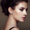 model wearing -Luxurious Silver Classic Pearl Stud Earring by SIVYAA