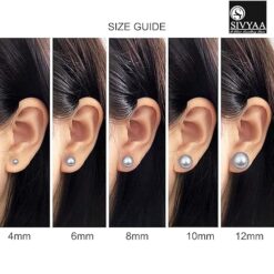 size guide-Luxurious Silver Classic Pearl Stud Earring by SIVYAA