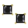 SIVYAA black solitaire princess cut diamond stud earrings, gold finish, exuding confidence and sophistication