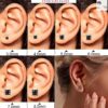 size guide SIVYAA men's single black solitaire princess cut diamond stud earrings, gold finish, exuding confidence and sophistication.