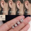 all sizes- white diamond stud earrings silver finish, SIVYAA basket setting, 4 prong