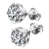 SIVYAA white diamond stud earrings silver finish, SIVYAA basket setting, 4 prong