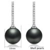 SIVYAA Solitaire Classic Black Pearl Drop Dangle pure silver Hoop Earrings measurment