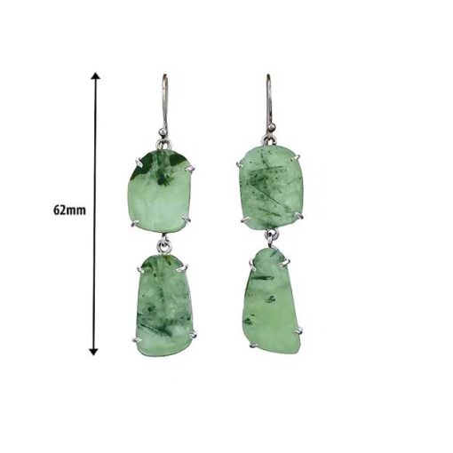 measurement- SIVYAA Hand Carved Natural Stone Linear Clip Drop pure silver Dangle earring