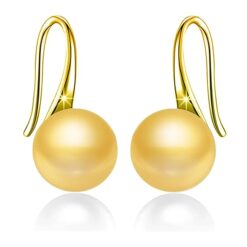 gold finish SIVYAA Fresh Water Gold Pearl Tiny Drop Dangle pure silver Earrings