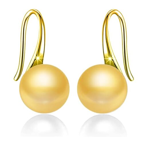 gold finish SIVYAA Fresh Water Gold Pearl Tiny Drop Dangle pure silver Earrings