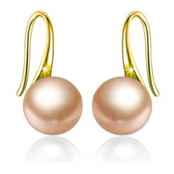 gold finish SIVYAA Fresh Water Pink Pearl Tiny Drop Dangle pure silver Earrings
