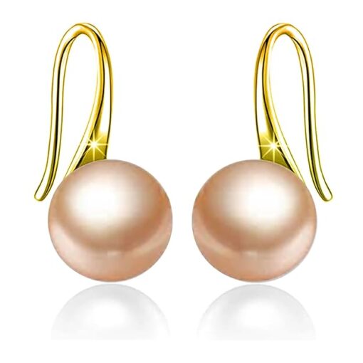 gold finish SIVYAA Fresh Water Pink Pearl Tiny Drop Dangle pure silver Earrings