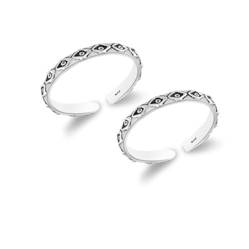 SIVYAA Trendy diamond pattern motif- Oxidized pure silver Toe Ring Band