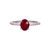front view - SIVYAA Oval Cut Garnet & Cubic Zircon pure silver Finger Band