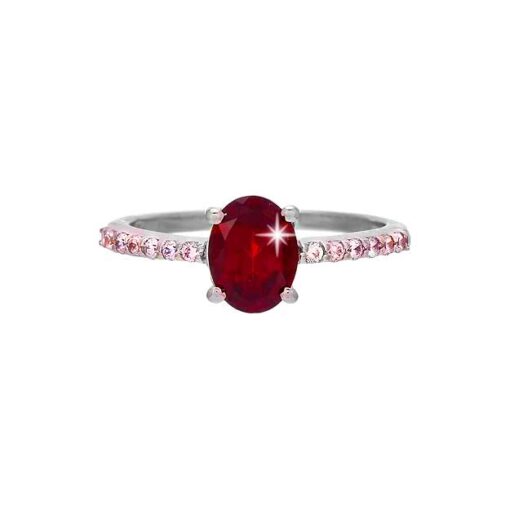 front view - SIVYAA Oval Cut Garnet & Cubic Zircon pure silver Finger Band