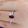 model wearing- SIVYAA Oval Cut Garnet & Cubic Zircon pure silver Finger Band