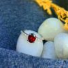 view 1- SIVYAA Oval Cut Garnet & Cubic Zircon pure silver Finger Band
