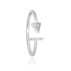 SIVYAA Dainty Bar n Arrow White CZ Diamond pure silver Ring