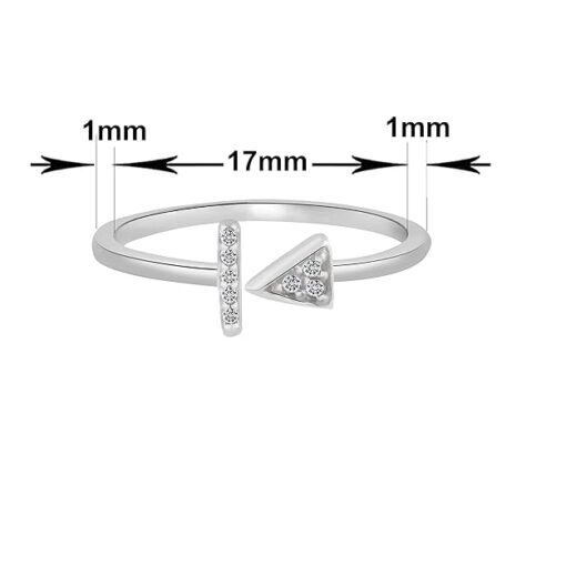 SIVYAA Dainty Bar n Arrow White CZ Diamond pure silver Ring measurment