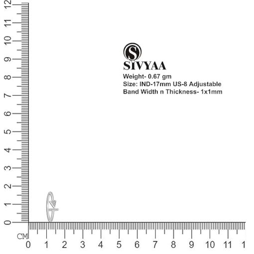 on scale - SIVYAA Dainty Bar n Arrow White CZ Diamond pure silver Ring