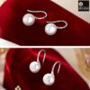 different side view- SIVYAA Fresh Water White Pearl Tiny Drop Dangle pure silver Earrings