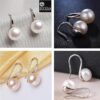 all side view- SIVYAA Fresh Water White Pearl Tiny Drop Dangle pure silver Earrings
