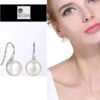 model wearing - SIVYAA Fresh Water White Pearl Tiny Drop Dangle pure silver Earrings