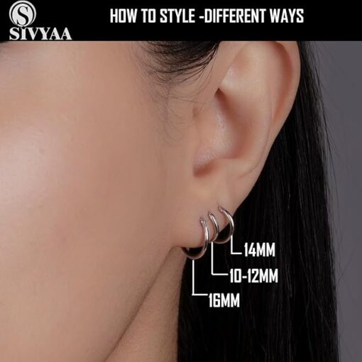 Plain Round Hoop Bali Earrings - Image 4